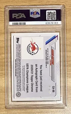 Karim Adeyemi 2020-21 Topps Chrome UEFA /199 Auto Aqua Refractor PSA 9 RC - Image 2