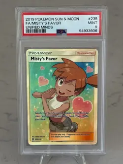 2019 POKEMON SUN & MOON FA/MISTY'S FAVOR UNIFIED MINDS PSA 9 - Image 1