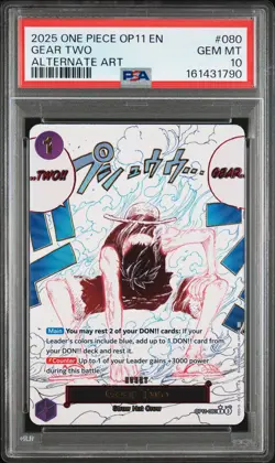 2025 ONE PIECE OP11-A FIST OF DIVINE SPEED ALTERNATE ART #080 GEAR TWO PSA 10 - Image 1