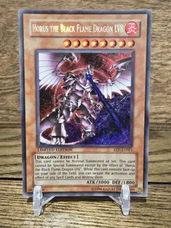Yugioh! Horus The Black Flame Dragon LV8 Limited Edition Secret Rare EEN-ENSE1 - Image 1