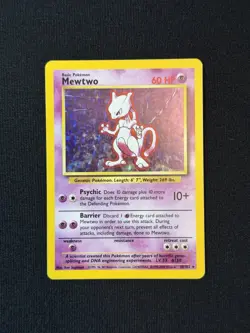 Pokemon Mewtwo TCG Base Set Holo Unlimited Rare Card 10/102 LP Condition - Image 1