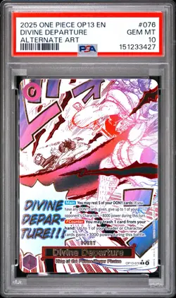 2025 One Piece OP13 EN Alternate Art #076 Divine Departure PSA 10 GEM MINT - Image 1
