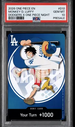 2026 One Piece Promo Dodgers One Piece Night Monkey D Luffy DON!! PSA 10 - Image 1