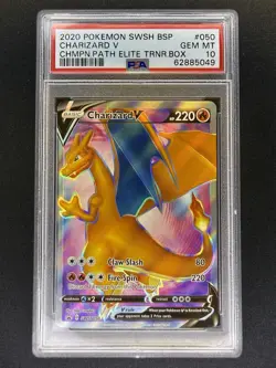2020 POKEMON SWSH BLACK STAR PROMO #050 CHARIZARD V PSA 10 Gem MT - Image 1