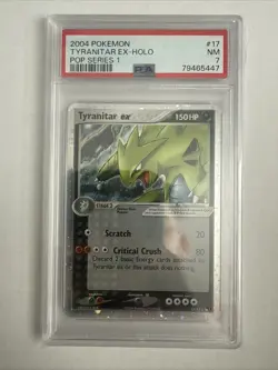 2004 Pokemon Tyranitar Ex-Holo Pop Series 1 PSA 7 #17 Holo Swirl. Offer - Image 1
