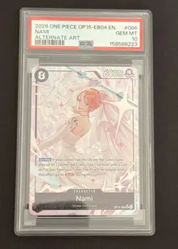 PSA 10 GEM MINT Nami Alt Art #086 OP15-EB04 EN One Piece Card 2026 - Image 4