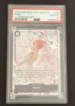 PSA 10 GEM MINT Nami Alt Art #086 OP15-EB04 EN One Piece Card 2026 - Image 5