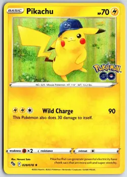Pokemon Pikachu 028/078 Holo Rare Pokemon GO NM/M - Image 1