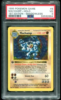 PSA 3 Machamp 1st Edition Shadowless Holo Rare Base Set 1999 Pokemon Card #8 - Image 1