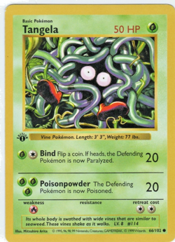 Tangela 66/102 1st Edition Common Base Set Shadowless Pokemon English - Image 1