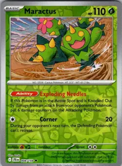 MARACTUS 008/159 JOURNEY TOGETHER REVERSE HOLO POKEMON - Image 1
