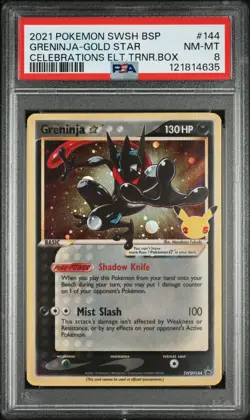 2021 POKEMON SWSH BLACK STAR PROMO #144 GRENINJA-GOLD STAR PSA 8 - Image 1