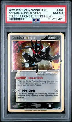 2021 POKEMON SWSH BLACK STAR PROMO #144 GRENINJA-GOLD STAR PSA 8 - Image 1