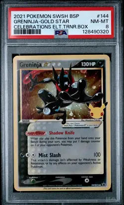 2021 POKEMON SWSH BLACK STAR PROMO #144 GRENINJA-GOLD STAR PSA 8 - Image 1