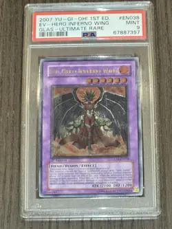 Yugioh Evil Hero Inferno Wing Ultimate Rare 1st Edition PSA 9 MINT GLAS-EN038 - Image 3