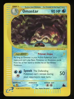 Omastar Pokemon TCG Skyridge 23/144 Reverse Holo Rare Near Mint or Better - Image 1