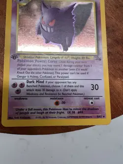 Wizards of the Coast Pokemon TCG Gengar 5/62 Fossil 1st Ed Holo Rare EN 80HP - Image 3