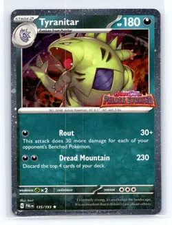 Pokemon TCG Tyranitar 135/193 Sv02 Paldea Evolved Stamped Promo Scarlet Violet A - Image 1