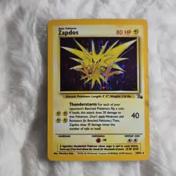 Pokemon Zapdos Fossil 15/62 Holo Rare 1999 Basic 80 HP Thunderstorm - Image 1