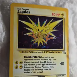 Pokemon Zapdos Fossil 15/62 Holo Rare 1999 Basic 80 HP Thunderstorm - Image 2