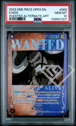 One Piece Card Kaido ST04-003 Wanted Special Art OP03 - PSA 10 English - Image 1