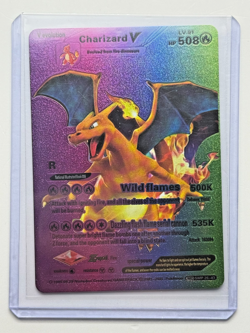 Charizard V Rainbow Foil Display Card “Wild Flames” Lv91 508 HP Full Art 1995 - Image 1