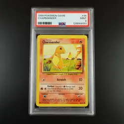PSA 9 Charmander 46/102 Pokemon Base Set 1999 Non Holo Graded Card - Image 1