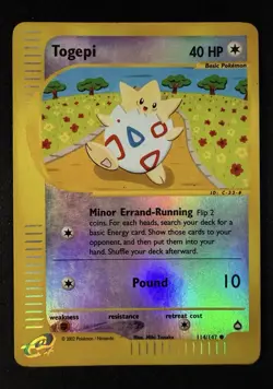 Pokemon Card- Togepi -Aquapolis-Reverse Holo-114/147-Rare-ENG-LP - Image 1