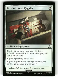 Brotherhood Regalia NM Foil Universes Beyond: Assassin's Creed 71 MTG Uncommon - Image 1