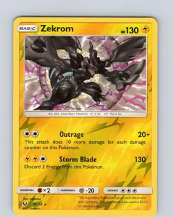 Pokemon TCG Zekrom S&M Shining Legends 35/73 Reverse Holo Rare Card NM - Image 1