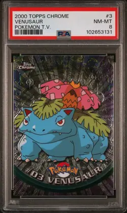 Pokemon Card - PSA 8 NM - Venusaur #3 Topps Chrome 2000 Vintage Holo Foil - Image 1