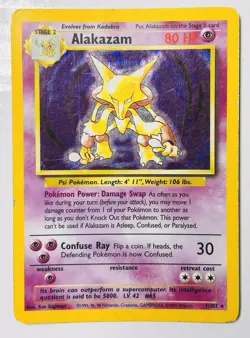Alakazam Holo 1/102 Pokemon Base LP 1999 WOTC Vintage Rare Card SEE DESCRIPTION - Image 1