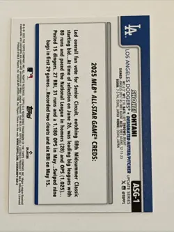 2025 Topps Update Shohei Ohtani *All Star Game * Rainbow Foil #ASG-1 Dodgers - Image 3