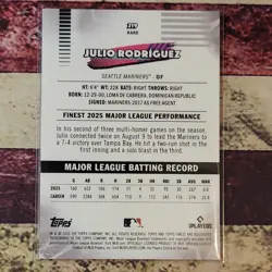 2026 Topps Finest Julio Rodriguez #219 RARE Magenta Pink /250 Refractor Mariners - Image 3