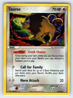 Tauros SWIRL!! 12/100 2006 EX Crystal Guardians Pokemon Card Holo - Mp - Image 1