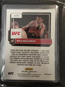 2023 Max Holloway Panini Donruss Optic Black Pandora Mega SSP UFC Card 10 - Image 3