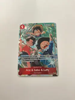 One Piece TCG CCG Ace & Sabo & Luffy OP13-007 SR Alt Art Carrying on His Will EN - Image 1