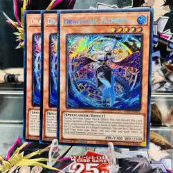 3x Yugioh Playset Dracotail Faimena RA05-EN035 Secret Rare 1st Ed Near Mint - Image 1