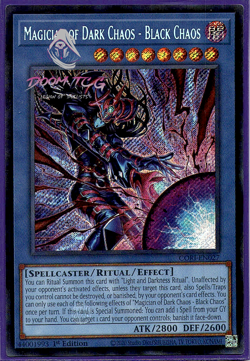 Yugioh! Magician of Dark Chaos - Black Chaos CORI-EN027 (SCR) 1st Ed - Image 1