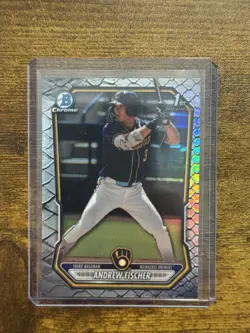 ANDREW FISCHER 2026 Topps Bowman Chrome 1st REPTILIAN REFRACTOR Brewers - Image 1