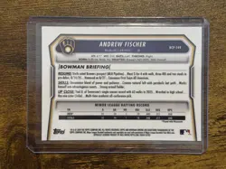ANDREW FISCHER 2026 Topps Bowman Chrome 1st REPTILIAN REFRACTOR Brewers - Image 2