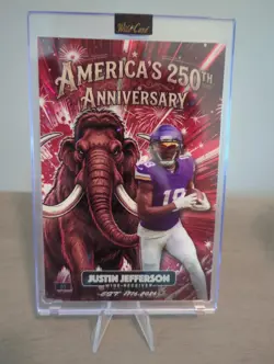 Justin Jefferson 2026 Wild Card Mammoth America's 250th Anniversary Laser 1/1 - Image 1
