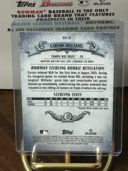 2026 Bowman Chrome Carson Williams Sterling Blue Mojo Refractor 60/150 RC - Image 2