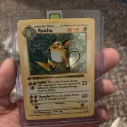 1999 1ST EDITION Pokemon Base Set Shadowless Raichu 14/102 Holo Foil Rare - Image 1
