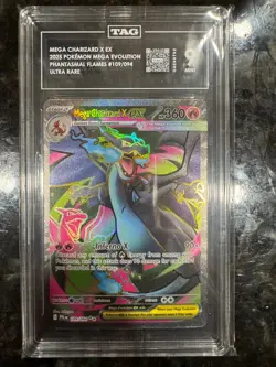 2025 Pokemon Phantasmal Flames MEGA CHARIZARD X ex Ultra Rare card 109/94 TAG 9 - Image 3