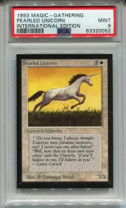 MTG Magic The Gathering International Edition Card Pearled Unicorn PSA 9 - Image 1
