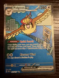 Pokemon Pidgeot ex 225/197 OBF Full Art Ultra Rare Holo Card 280 HP - Image 1