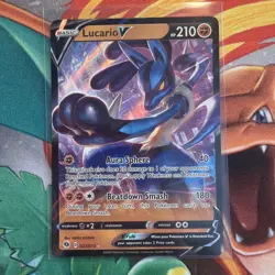 Pokemon TCG Lucario v Champions Path Holo Ultra Rare Card 027/073 - Image 1