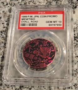 PSA 10 Gem Mint Mewtwo Challenge Road Prize Coin Card Game Japanese Pokemon 1999 - Image 1