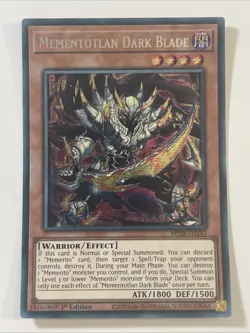 1ST EDITION MEMENTOTLAN DARK BLADE PRISMATIC SECRET RARE MP25-EN145 YUGIOH CARD - Image 1